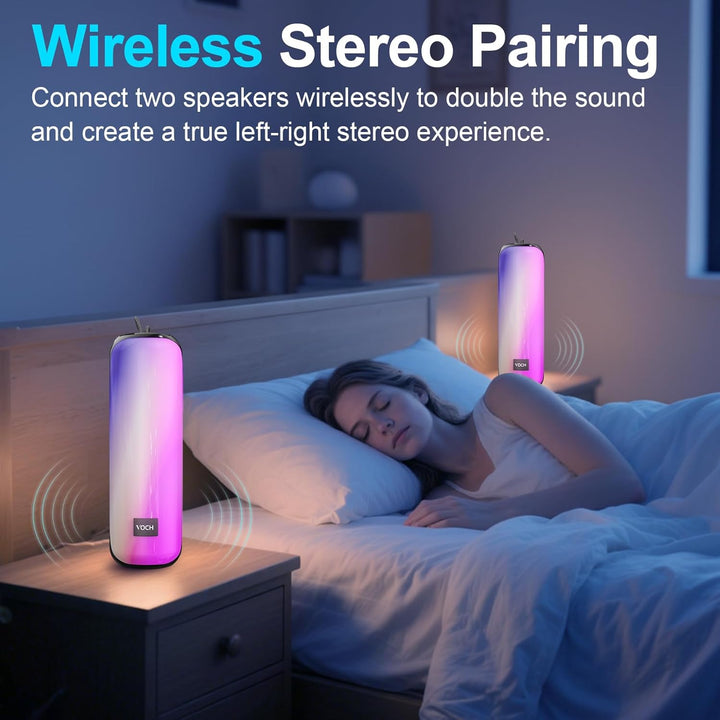 VOCH Tragbarer Bluetooth Lautsprecher mit RGB Licht, 40W Stereo Sound, Bluetooth 5.3, TWS Pairing, I
