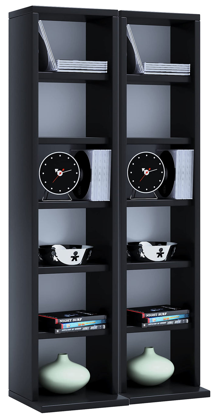 VCM Holz CD DVD Stand Regal Schrank Aufbewahrung Standregal Ständer Milano Schwarz, Schwarz