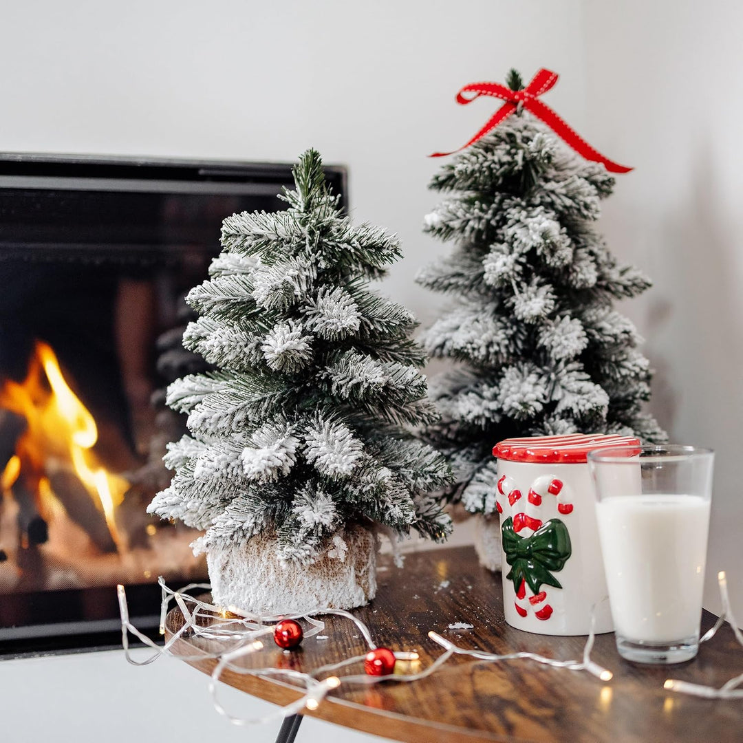 Creative Home Künstlicher Weihnachtsbaum mit Schnee | Tannenbaum Künstlich im Jutesack | 30 cm | Dek