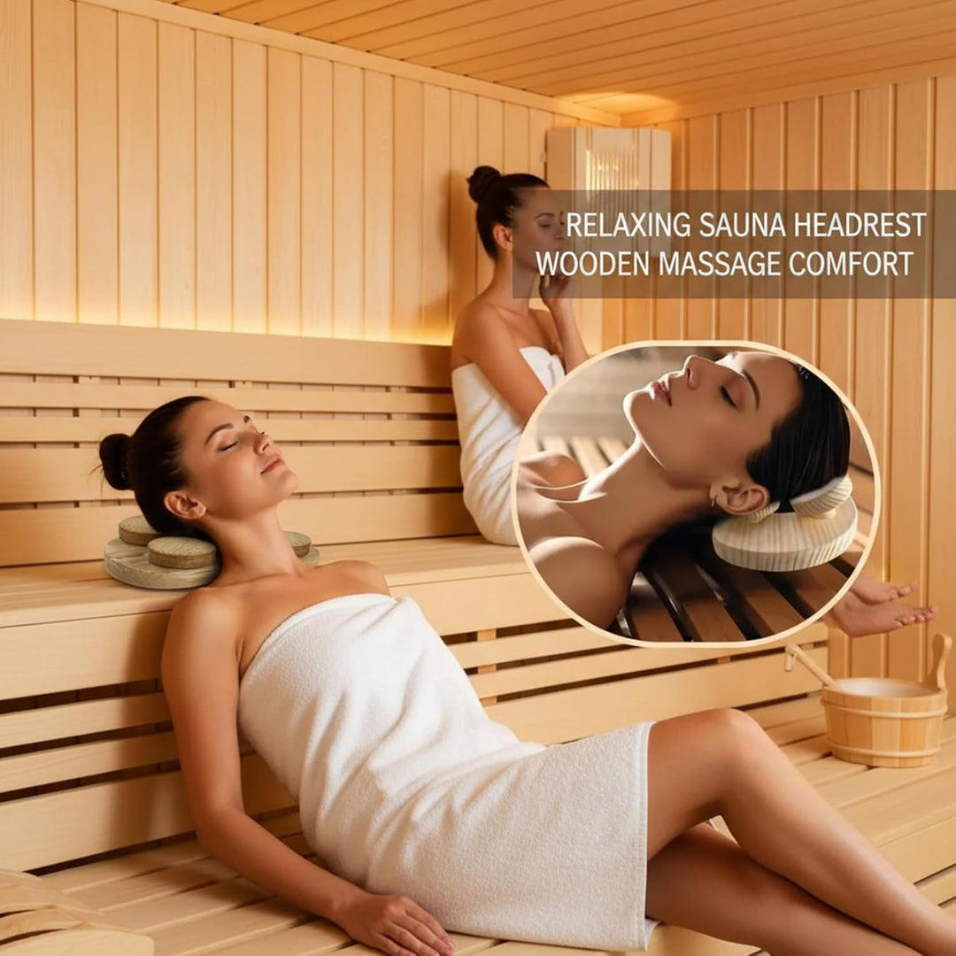Saunakissen, Sauna-Kopfstütze aus Holz mit drehbarem Design zur Nackenstütze, ergonomisches Nackenki