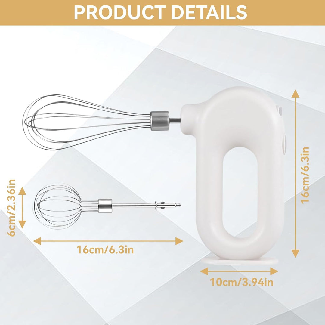 Elektrischer Handmixer Mit Edelstahl Schneebesen, Knet 1500mAh 4 Geschwindigkeit USB Handmixer Klein
