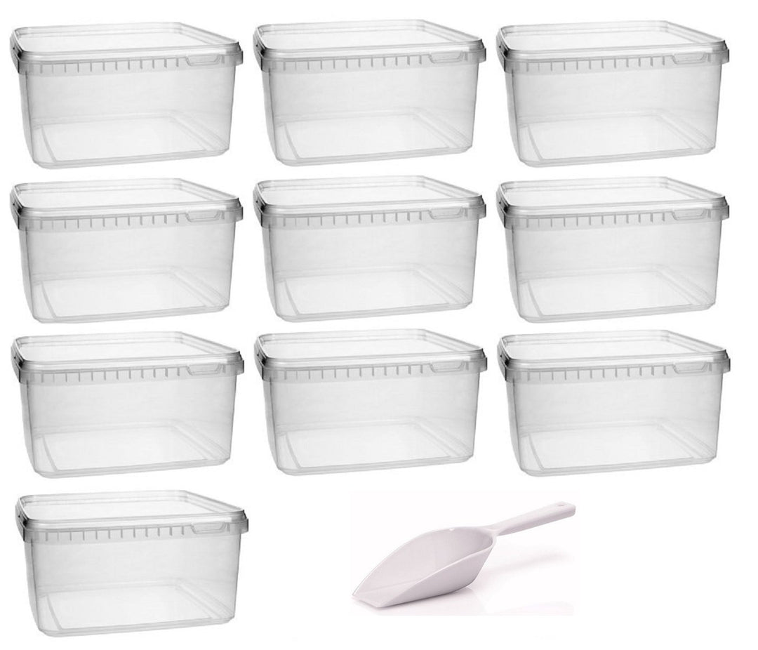 mikken Kunststoffdose 10x 1,7 Liter Plastikdose mit Deckel, lebensmittelecht inkl. 1 Schaufel, 10x 1