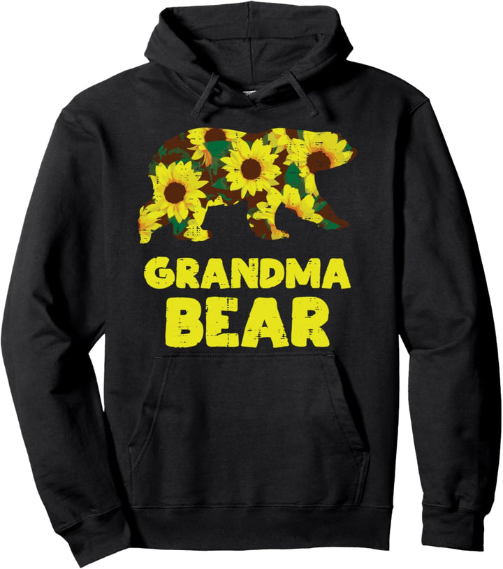 Sunflower Grandma Bear Mothers Day Floral Nana Mimi Women Pullover Hoodie
