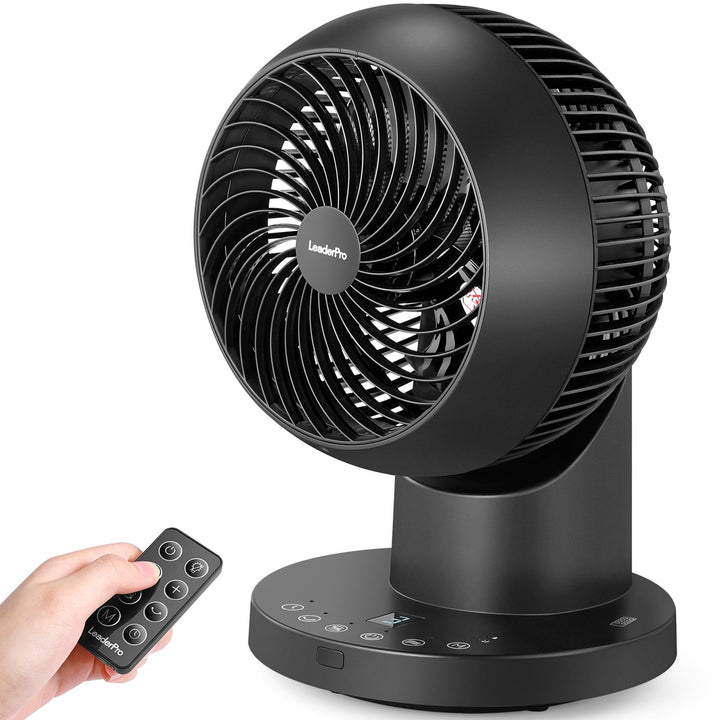 LeaderPro Ventilator leise,360° Tischventilator mit Fernbedienung und Standventilator Leise Luftzirk
