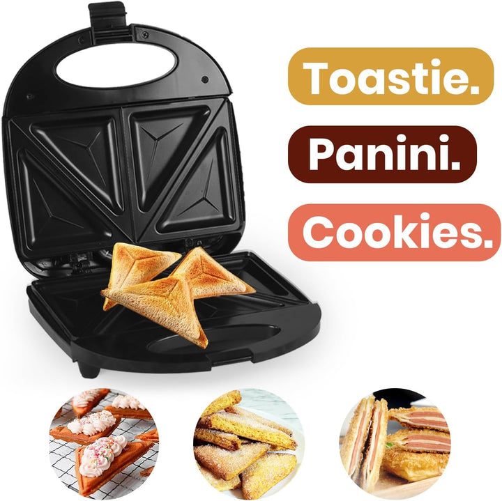 Sandwichmaker 750W, Sandwichtoaster Kuchen 2 Scheiben mit Antihaftbeschichtung, Doppelseitiges Backe