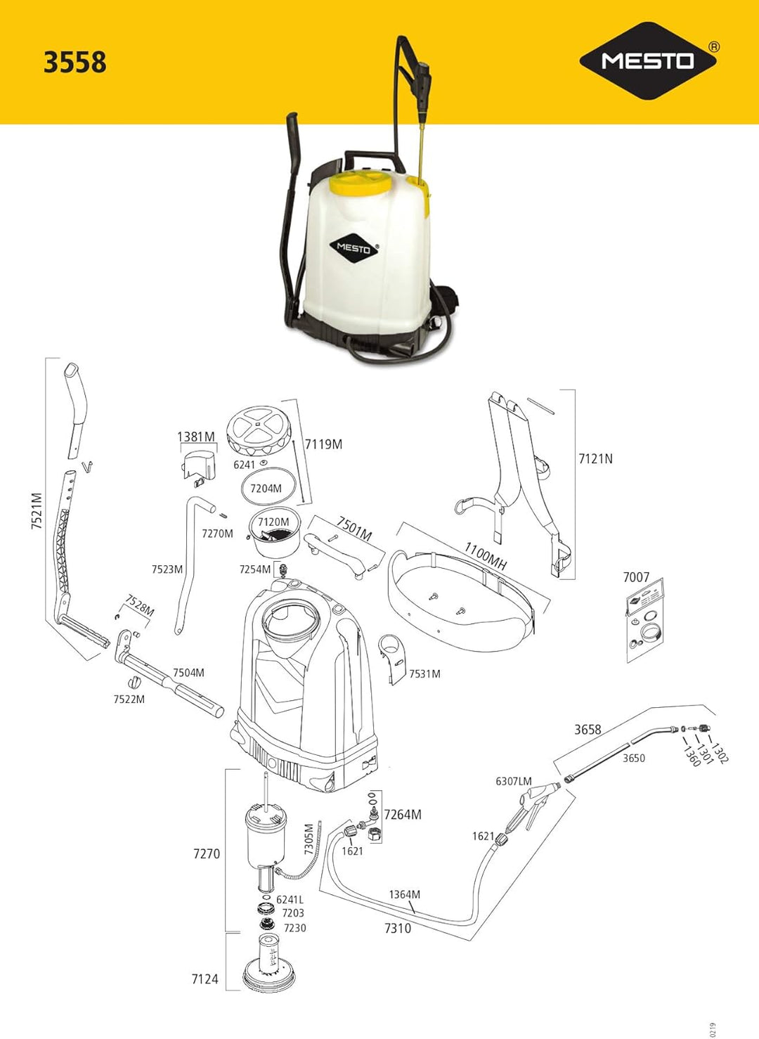 Mesto Rückensprüher Typ 3558 (Rückensprühgerät 18,0 Liter, Hohlkegeldüse Messing, Gartenspritze, max