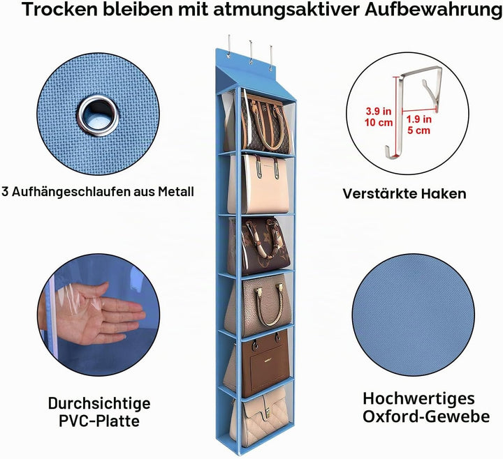 Lirex Geldbörsen-Organizer, 6 Taschen Handtaschen-Organizer mit Reissverschluss zum Aufhängen, für S