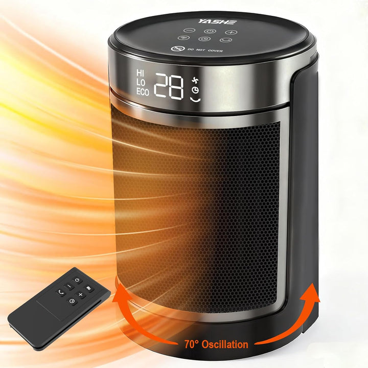 YASHE Heizlüfter Energiesparend 1500W Infrarotheizung mit Fernbedienung, Thermostat PTC-Keramik Heiz