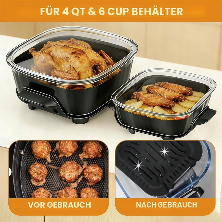 VINATO Heissluftfritteuse Zubehör Set für Ninja Crispi, Air Fryer Zubehör 4-teilig mit Backmatten, S