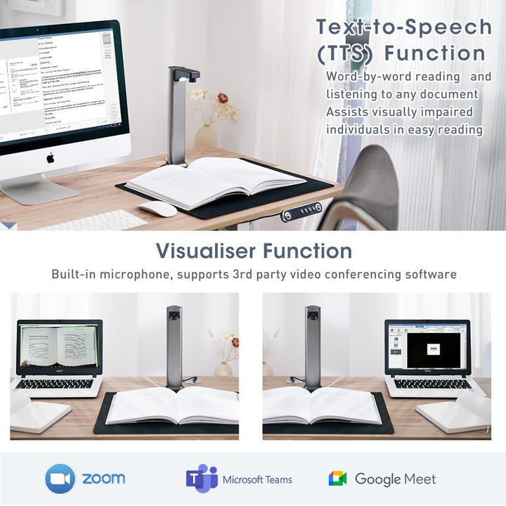 A3 Scanner Dokumentenscanner USB: 13MP Buchscanner mit OCR TTS Visualizer 3-Stufige LED Beleuchtung