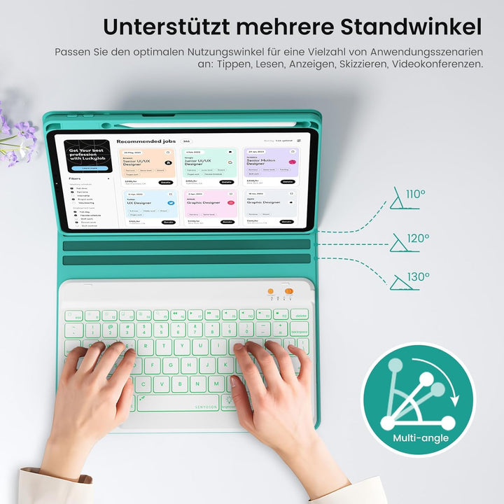 OYEEICE Hülle mit Tastatur für iPad A16 11 Generation 2025/10 Generation 2022 (11/10.9 Zoll), Vergrö