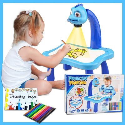 BARVERE Projektor Zeichentisch Kinder, Blau Maltafel Kinder, Tischplatte Smart Projektor Staffelei K