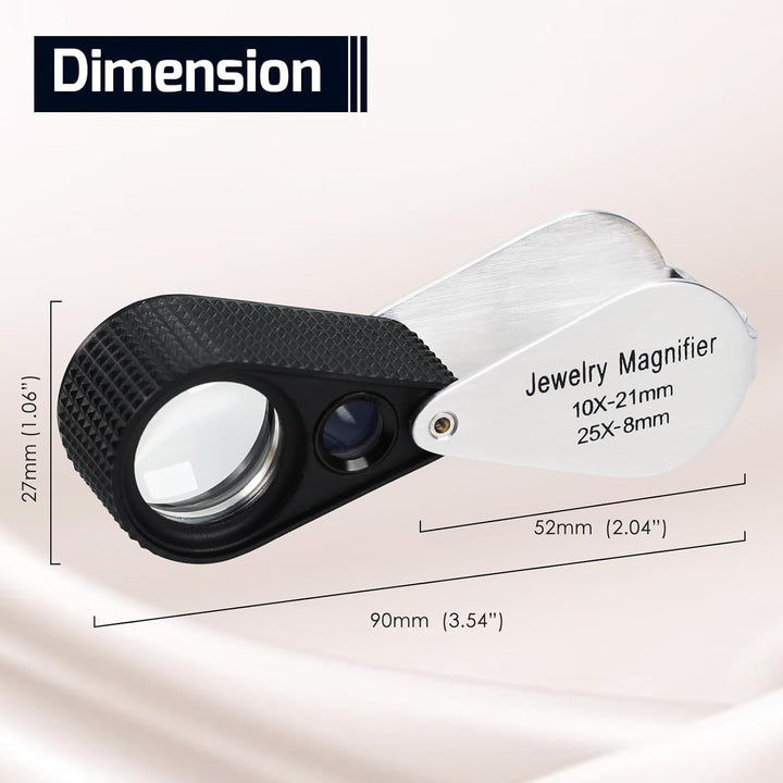 Doppellinse mit 10- und 25-facher Vergrösserung 21-mm- und 8-mm-Linsen aus optischem Glas Edelstahlg