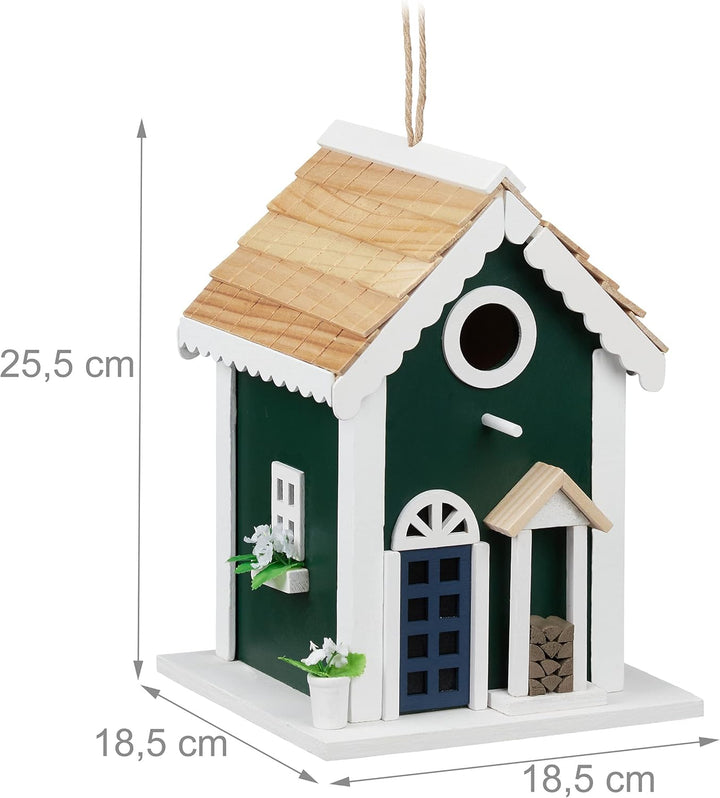 Relaxdays Vogelhaus, Nistkasten für Wildvögel, zum Aufhängen, HBT 25,5 x 18,5 x 18,5 cm, Vogelvilla