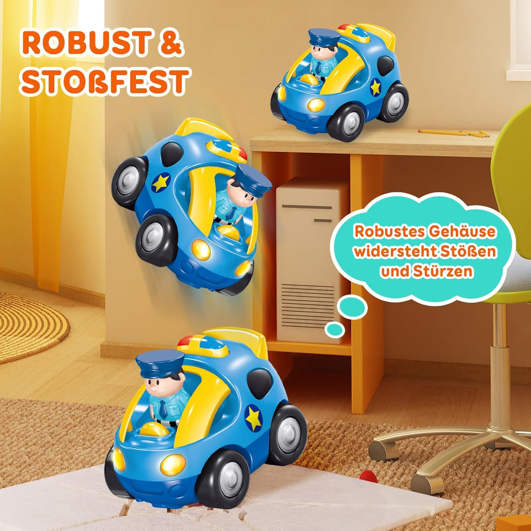 Pup Go Kids Fernbedienung Cartoon Polizeiauto - Radio Control Rennwagen Spielzeug mit Musik und Lich