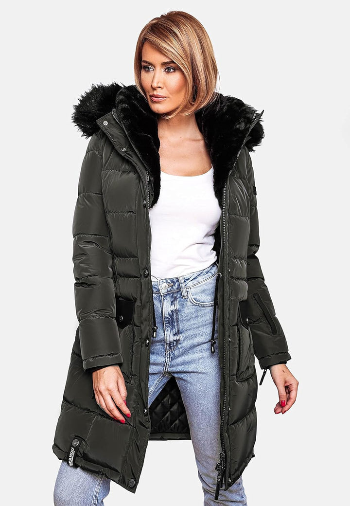 Navahoo Damen Warmer Winter Steppmantel Sinja S-XXL S Anthracite, S Anthracite