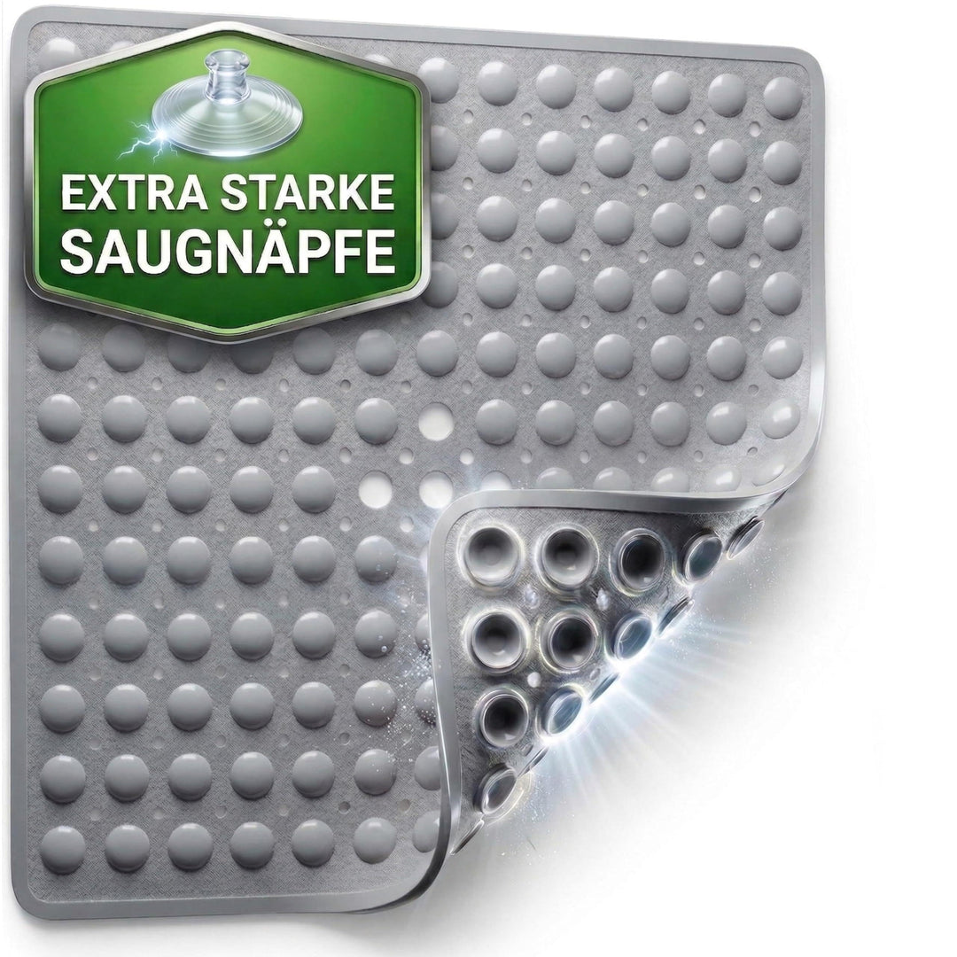 Duschmatte rutschfest 53x53 cm (Grau) - Antirutschmatte für Kinder - Badematte, maschinenwaschbar un