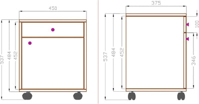 VCM Holz Rollcontainer Bürocontainer Schublade Masola Weiss