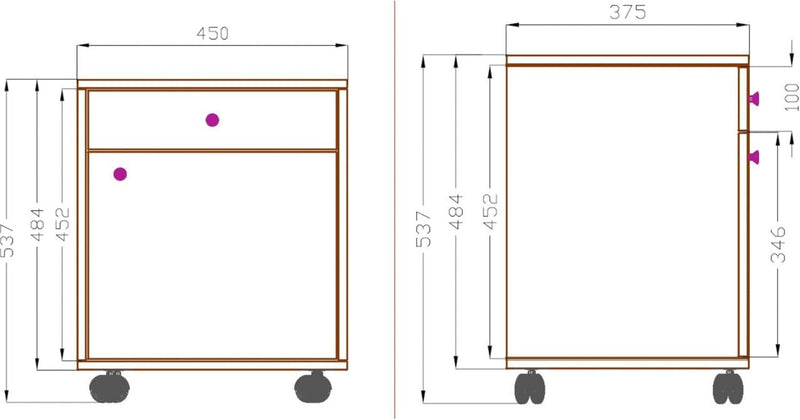 VCM Holz Rollcontainer Bürocontainer Schublade Masola Weiss