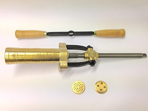 Bottene - Il Bigolaro B - Manuelle Nudelpresse aus Messing - 2 Matrizen für Spaghetti und Rigatoni -