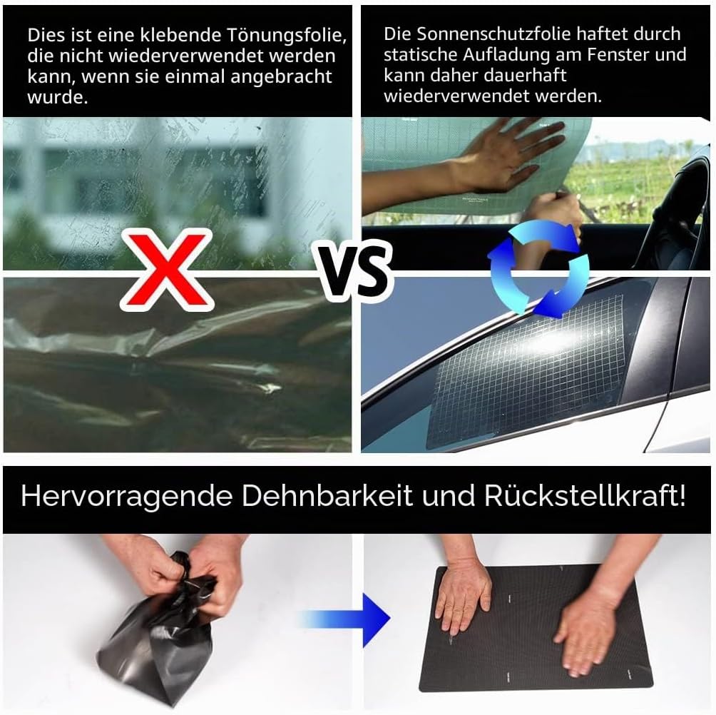 Sun Bat Statisch haftende Auto-Sonnenschutzfolie 6-er Packung Die einzige zertifizierte Autofenster-