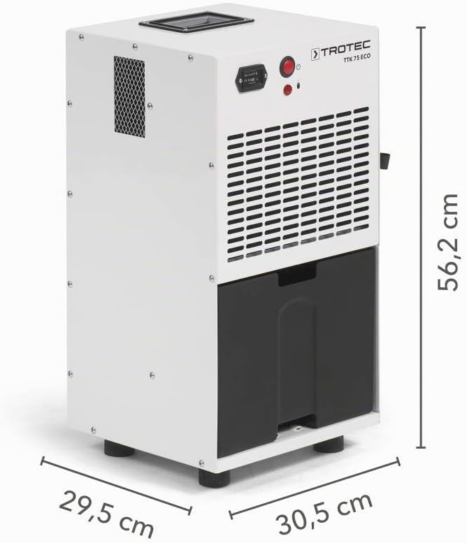TROTEC TTK 75 ECO Luftentfeuchter Bautrockner Luftentfeuchter – 21 l/Tag | Raumgrösse bis 45 m²/110