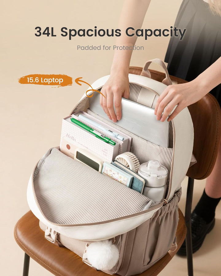 LOVEVOOK Schulrucksack Teenager Mädchen 10-18 Jahre, Rucksack Damen mit Grossem Flaschenfach, Multi-
