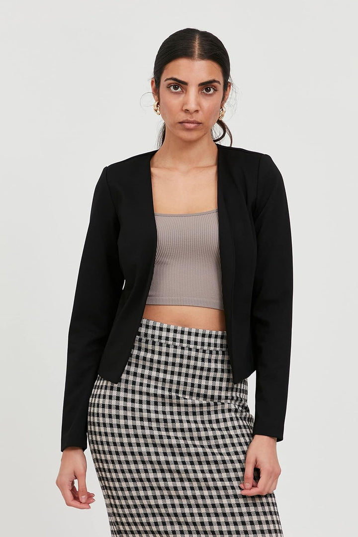 ICHI IHKATE Short BL Damen Blazer Kurzblazer Jacke Kurzblazer mit Stretch, 194008_black