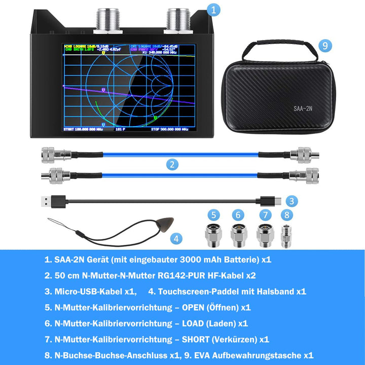 AURSINC NanoVNA Vektor-Analyzer 10 kHz-1,5 GHz HW V3.5 HF VHF UHF Antennenanalyse, S-Parametermessun
