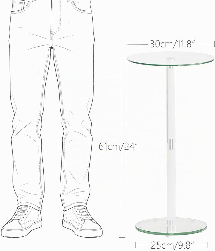 Beistelltisch Rund Glas Transparent Klein Side Table Wohnzimmer LET524TR, Rund