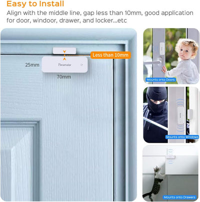 Panamalar Wireless Türfenstersensor, Niedriger Energie Tür&Fensteralarm kompatibel mit Alexa/Google-