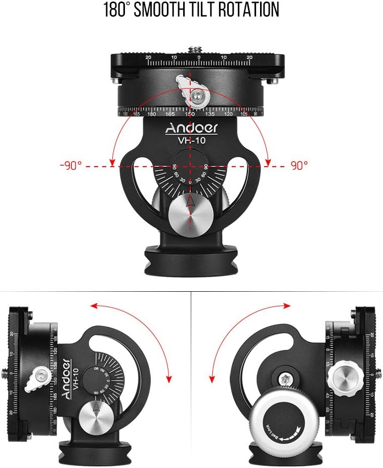 Andoer Stativ Kugelkopf Doppelter Panorama Kopf Vogelbeobachtung Fotografie Kopf mit Quick Release P