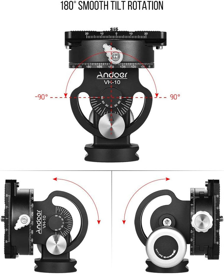 Andoer Stativ Kugelkopf Doppelter Panorama Kopf Vogelbeobachtung Fotografie Kopf mit Quick Release P