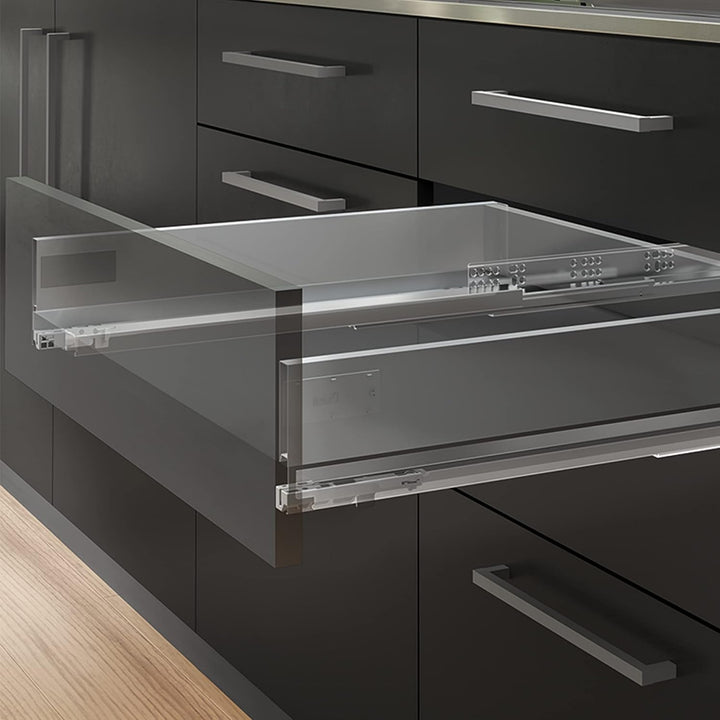 Emuca - Schubladen-Kit für Küche und Bad, H. 178 mm, T. 350 mm, 40 Kg, sanftes Schliessen, Panels ni