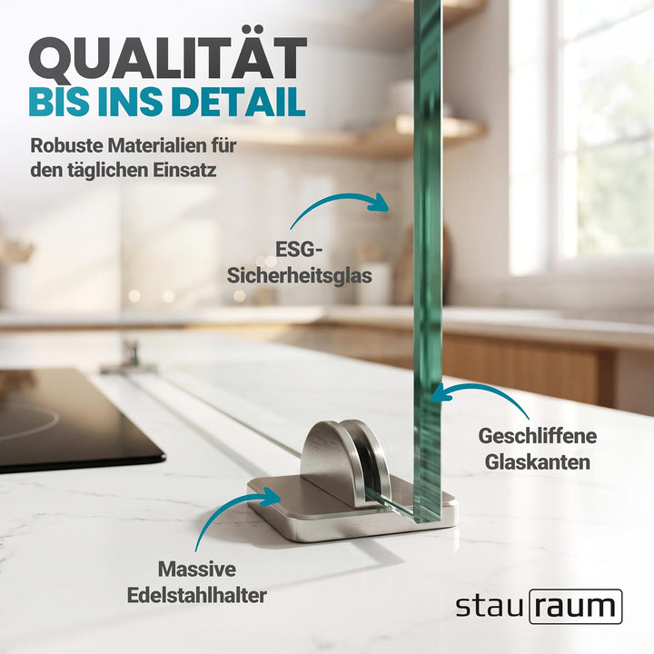 stauraum Spritzschutz Halterung ohne Bohren Herd Kochinsel mit Glasplatte 80cm Breite