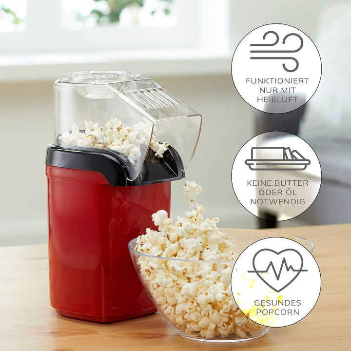 Popcornmaschine Popcorn Maker für Zuhause | leistungsstarke fettfreie schnelle Zubereitung mit Heiss