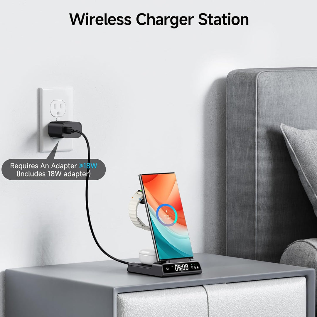 leQuiven Induktive Ladestation für Samsung, 3 in 1 Kabelloses Ladestation für Galaxy S24 Ultra/Z Fol