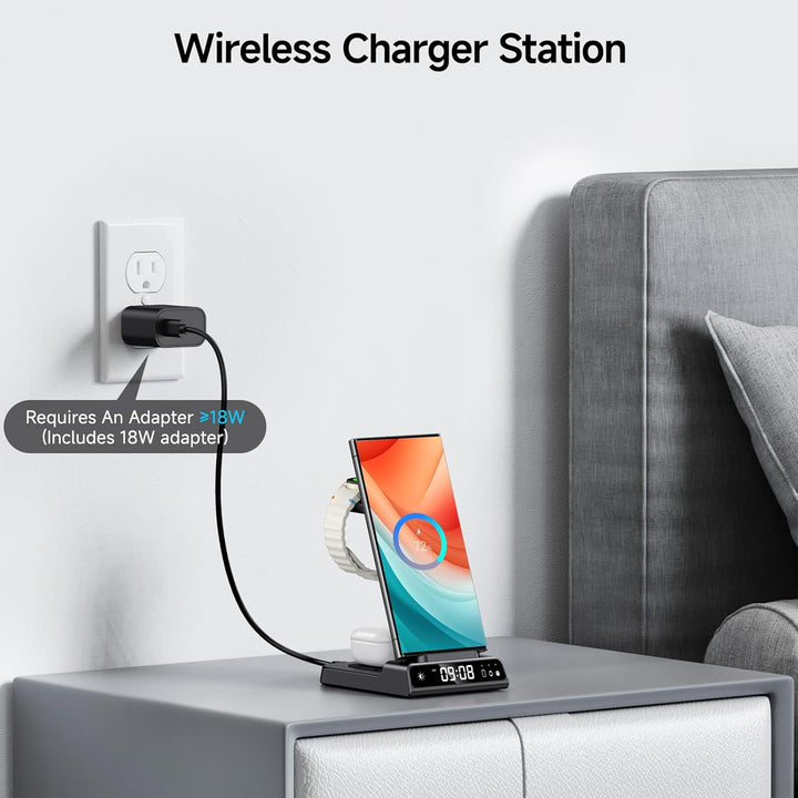 leQuiven Induktive Ladestation für Samsung, 3 in 1 Kabelloses Ladestation für Galaxy S24 Ultra/Z Fol