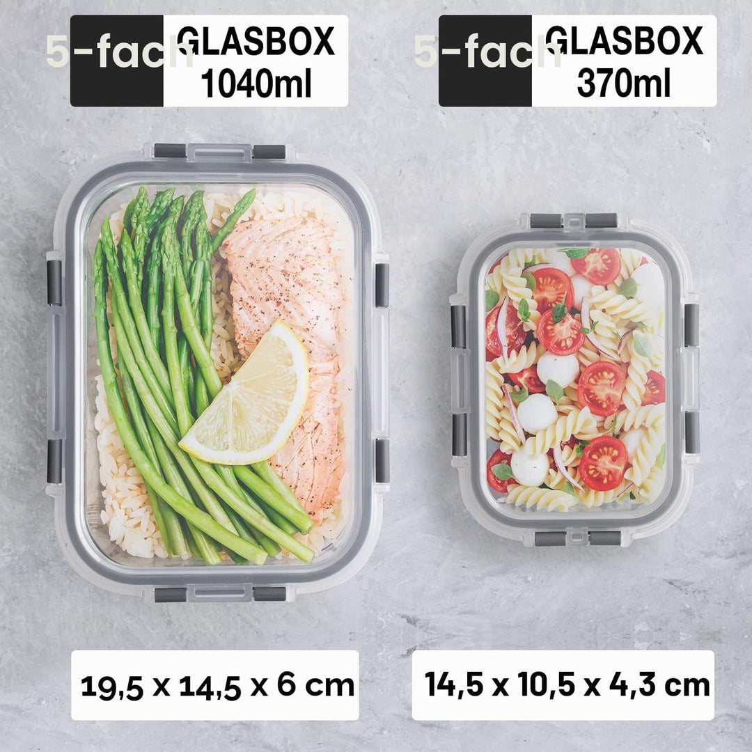 Aufbewahrungsbox Glas Lebensmittel - [10er Pack] Lunchboxen für Gesunde Mahlzeiten mit Luftdichten D