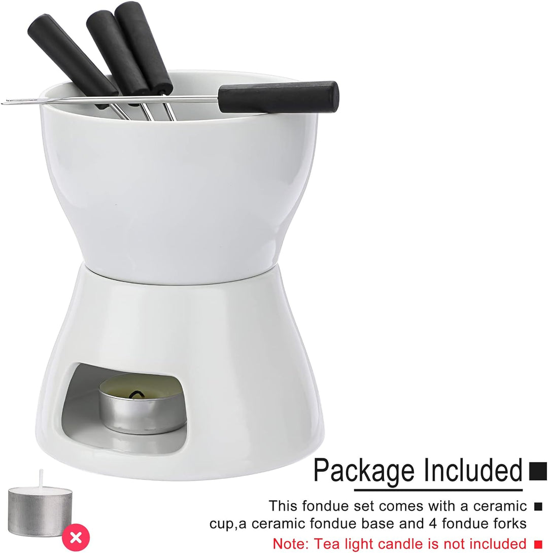 SUMNACON Keramike Schokofondue-Topf-Set mit 4 Gabeln Schoko Fondueset Käsefondue für Schokolade Käse