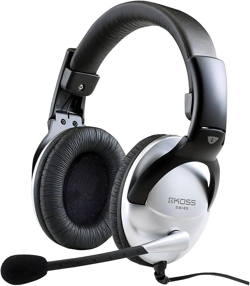 Koss Universal SB45 Over-Ear Gaming Headset Kopfhörer mit Mikrofon - Silber, SB45