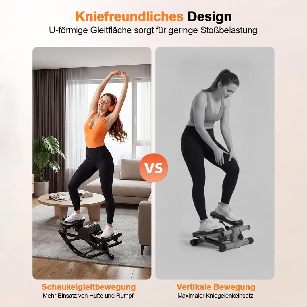 Rock Stepper für Zuhause mit 3D Bewegung | Seitlicher Schaukel Fitness Stepper, Widerstandsbändern&amp;A