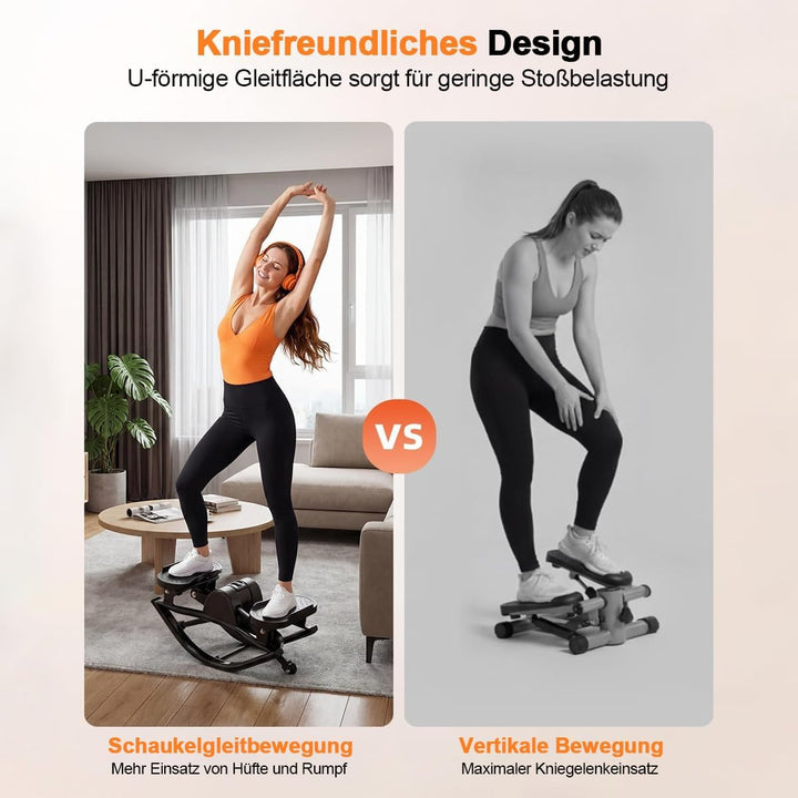 Rock Stepper für Zuhause mit 3D Bewegung | Seitlicher Schaukel Fitness Stepper, Widerstandsbändern&amp;A