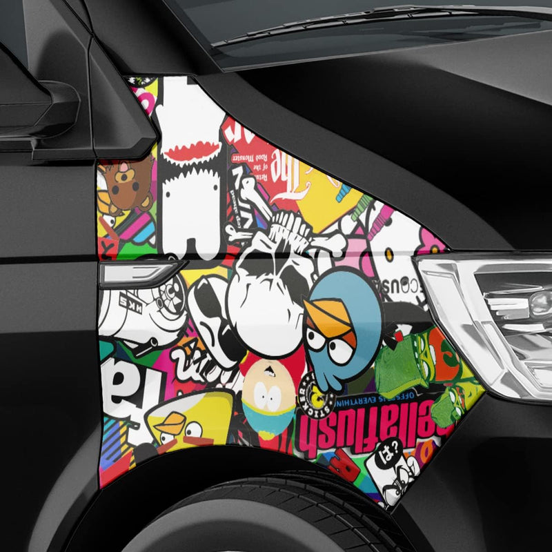 Auto-Dress Stickerbomb Auto-Folie mit Luftkanal-Technik für 3D Car-Wrapping (100x150cm, Design: Spon