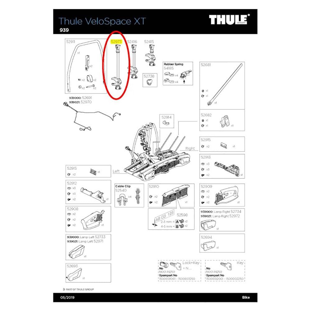 Thule Unisex – Erwachsene Rad lang für 3 Rahmen-Haltearm, schwarz, 1size