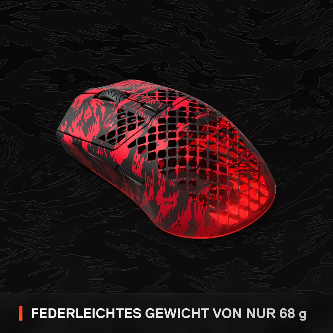 SteelSeries Aerox 3 Wireless - Faze Clan Edition - RGB Gaming Maus mit Öffnungen in der Oberfläche -