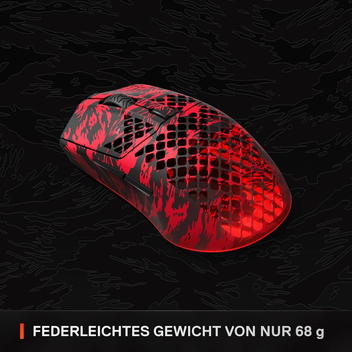 SteelSeries Aerox 3 Wireless - Faze Clan Edition - RGB Gaming Maus mit Öffnungen in der Oberfläche -