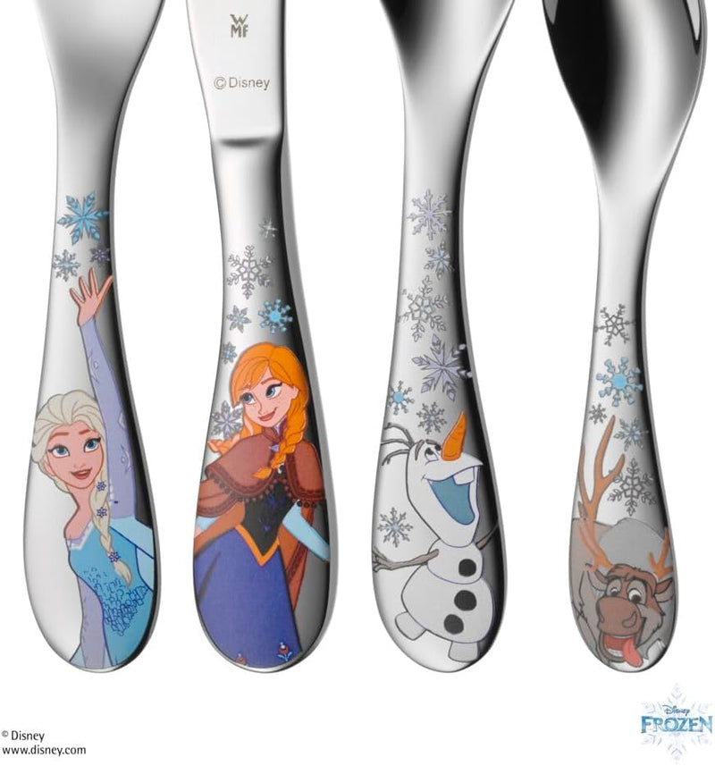 WMF Disney Frozen Kinderbesteck Set 4-teilig, Kinderbesteck Edelstahl, Eiskönigin Elsa & Anna, Beste