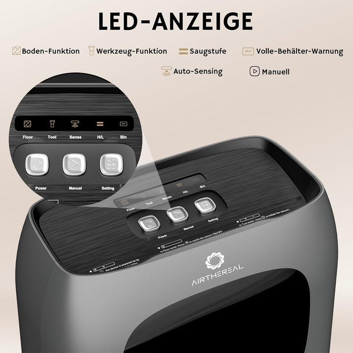 AIRTHEREAL T1 Berührungslose Saugkehrschaufel & Elektrische Kehrbesen Haarsauger – Automatisch per I