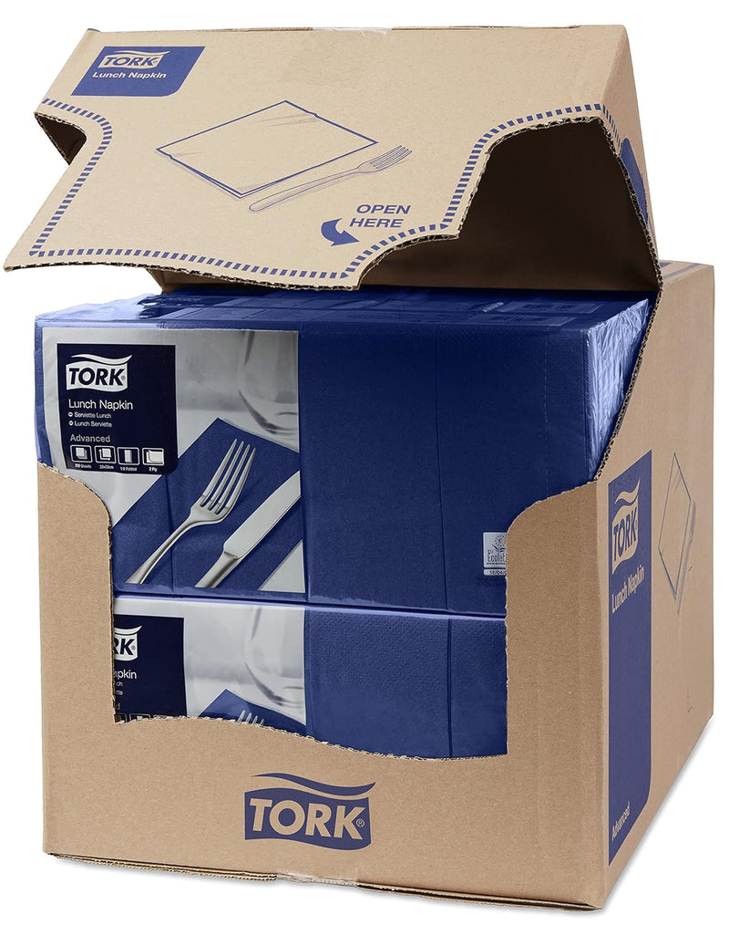 Tork 477421 Lunchservietten Dunkelblau 1/8 Falz / 2-lagige, vorgefaltete Papierservietten für Snacks